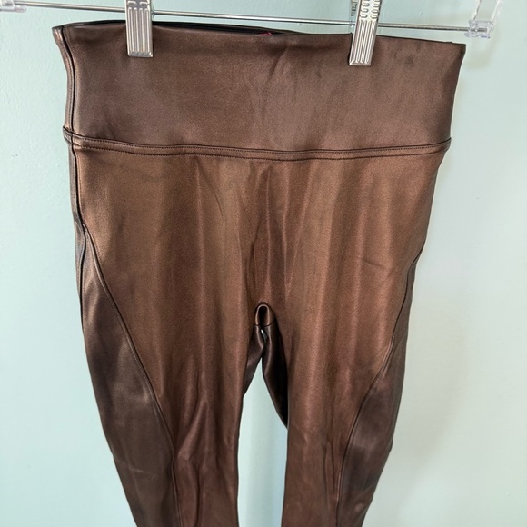 Spanx Bronze Faux Leather Leggings Size XS - Picture 2 of 7